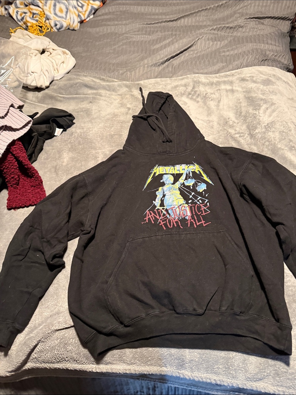 Tultex Black Graphic Crewneck Sweater with Yellow & Red Print